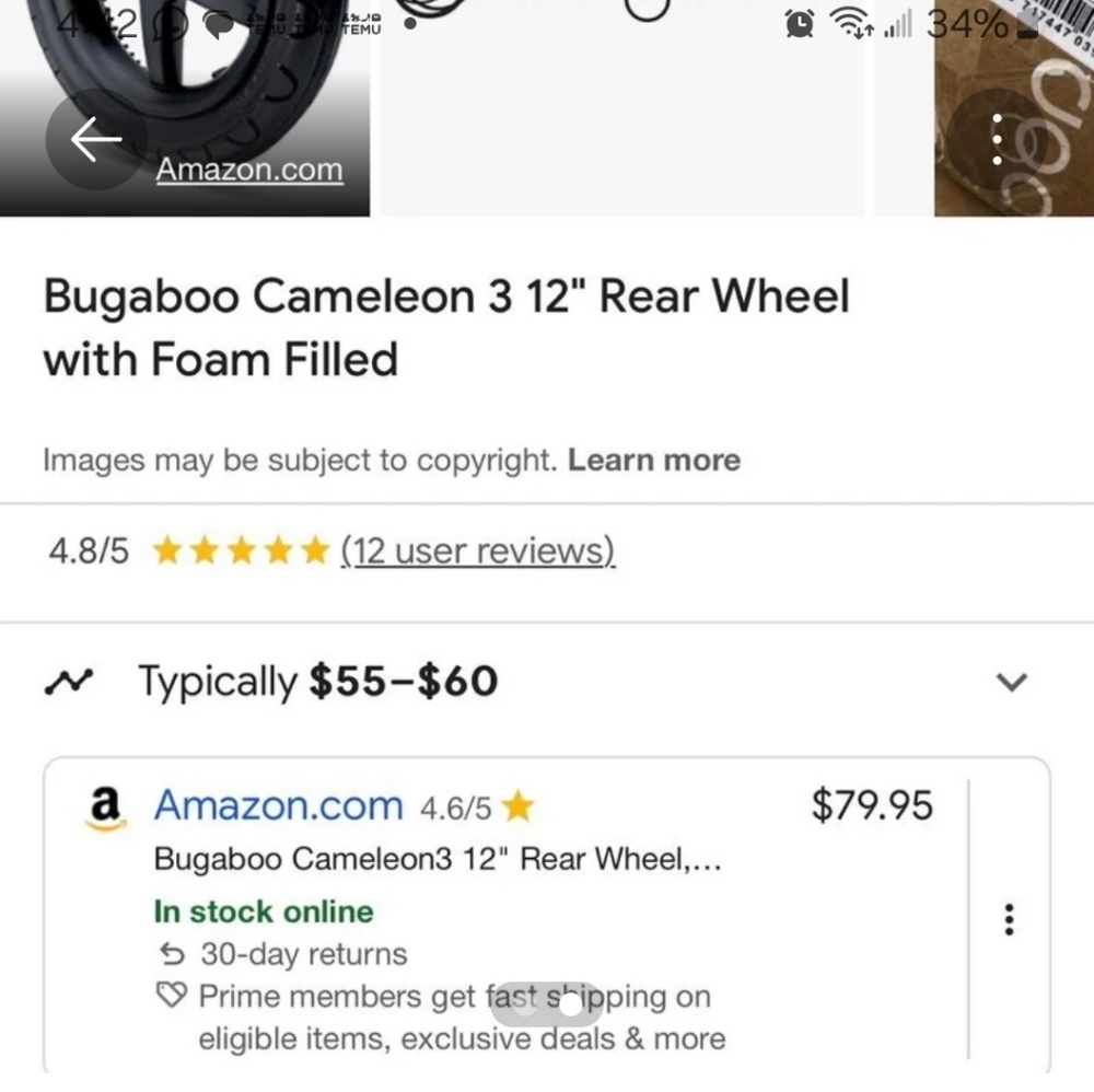 Bugaboo Cameloen 3 back pair of wheels - Picture 2 of 2